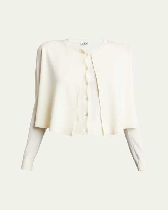 Layered Cropped Wool Cardigan